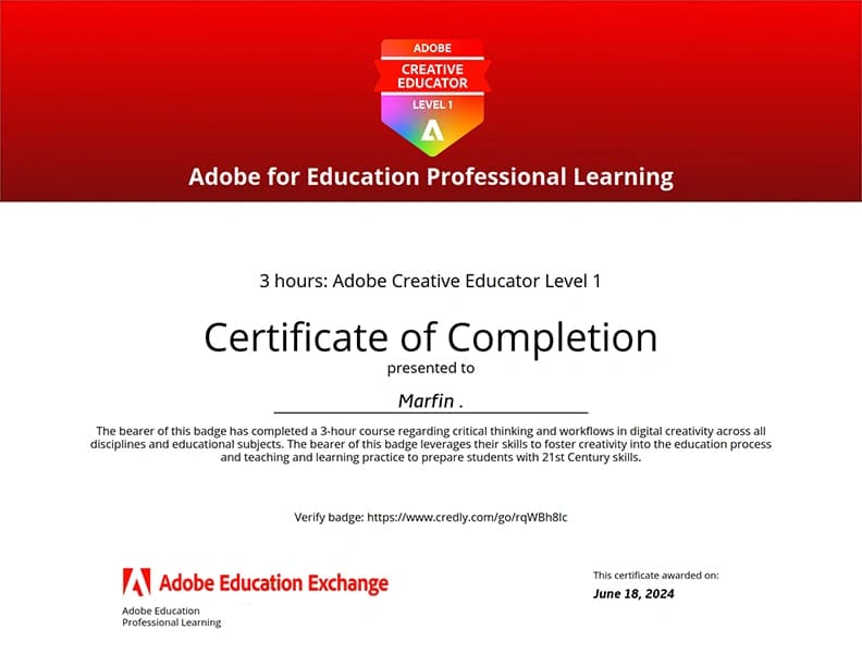 3 hours: Adobe Creative Educator Level 1